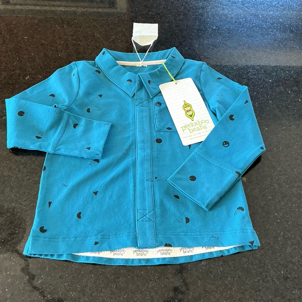 NWT Peekaboo Beans Historical Tee Blue Teal Kids Shirt size 2Toddler